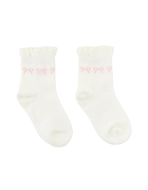 Frilly Crew Socks with Bow Intarsia Design back view