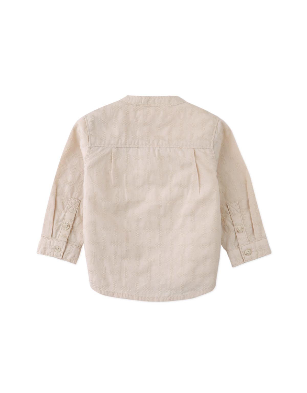 Baby Dot Textured Pattern Extended Collar Band Shirt outfit styling
