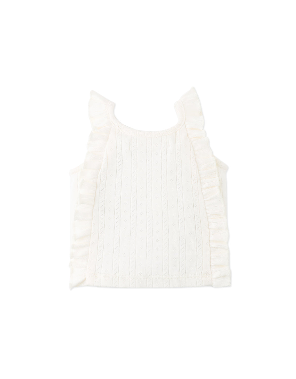 Baby Freyja Diamond Row Pointelle Jersey Knit with Ruffles & Rosette Details outfit styling