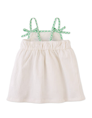 Baby Aviana Embroidered Dress with Straps and Bows outfit styling