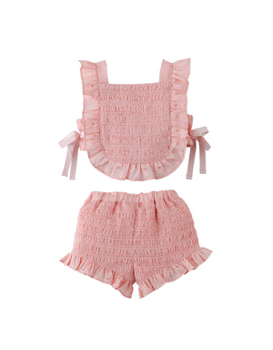 Baby Alexa Textured Blouse & Shorts Set with Bows outfit styling