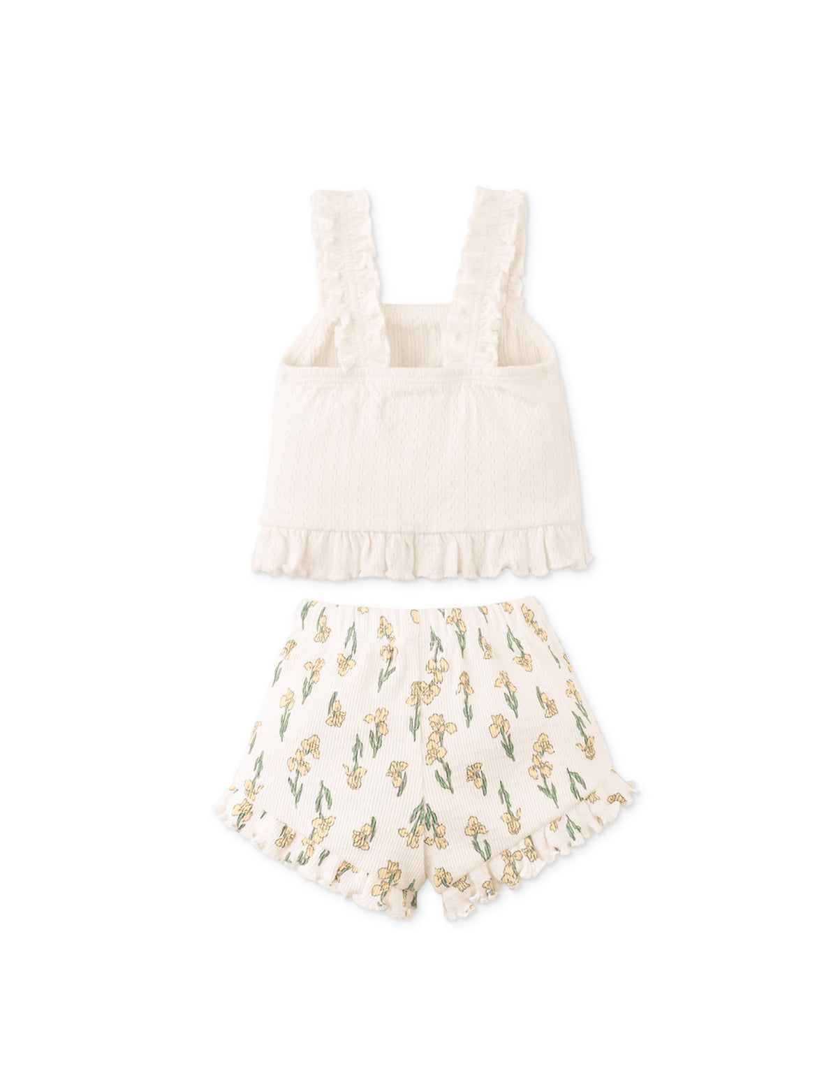 Baby Andi Ribbed Top & Printed Pointelle Shorts Set close-up detail