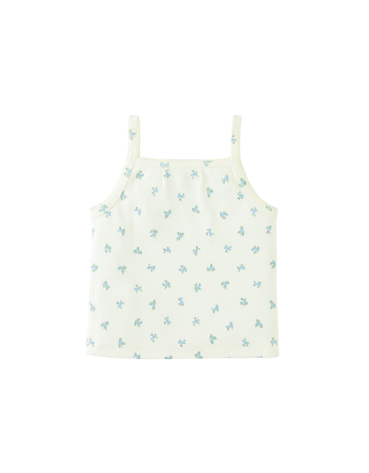 Baby Lila Ribbed Tank Top with Floral Print and Picot Edge outfit styling