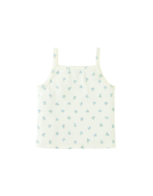 Baby Lila Ribbed Tank Top with Floral Print and Picot Edge outfit styling