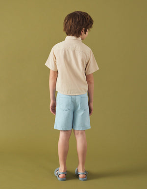 Sam Regular Fit Bedford Cord Shorts with Braided Cotton Belt fabric and fit detail