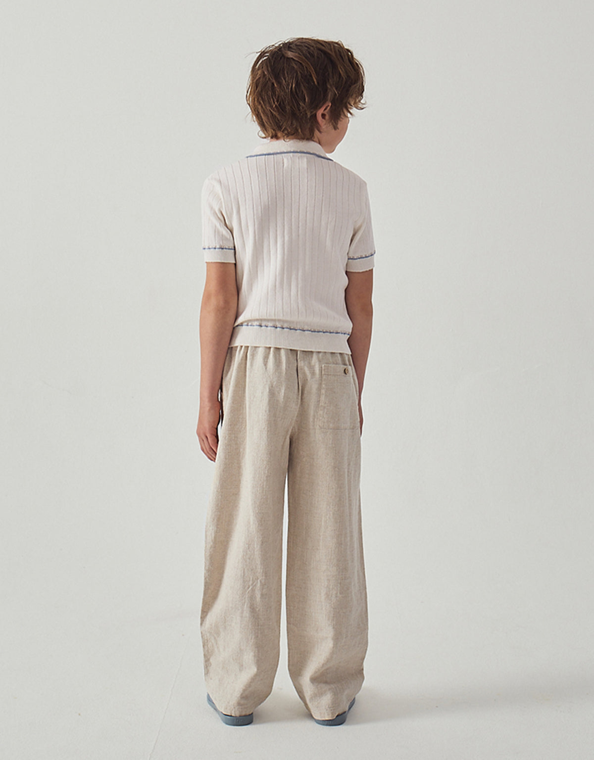Erwin Fixed-Fold Drawstring Trousers fabric and fit detail