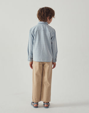 Julius Washed Denim Shirt with Contrast Thread fabric and fit detail
