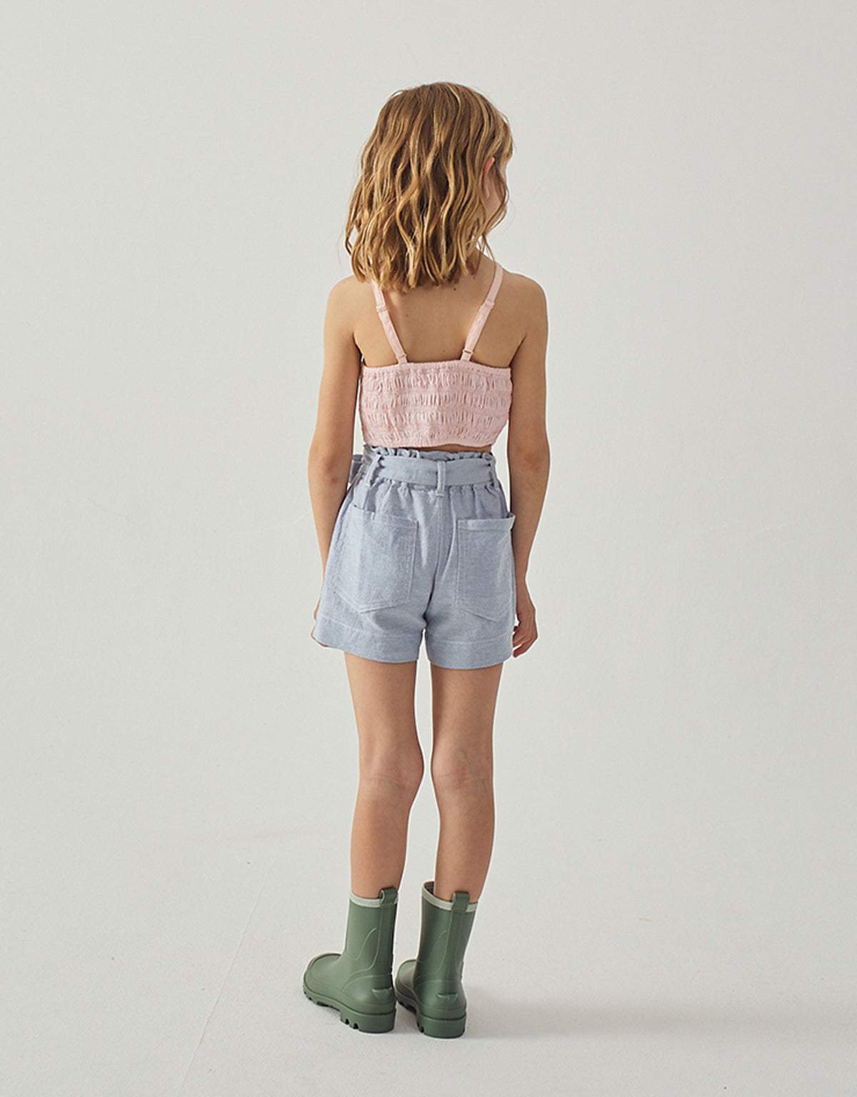 Amara Linen-like Cotton Shorts with Big Pockets, & Belt fabric and fit detail