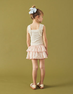 Bea Skort with Smocked Bodice & Embroidered Scallop fabric and fit detail