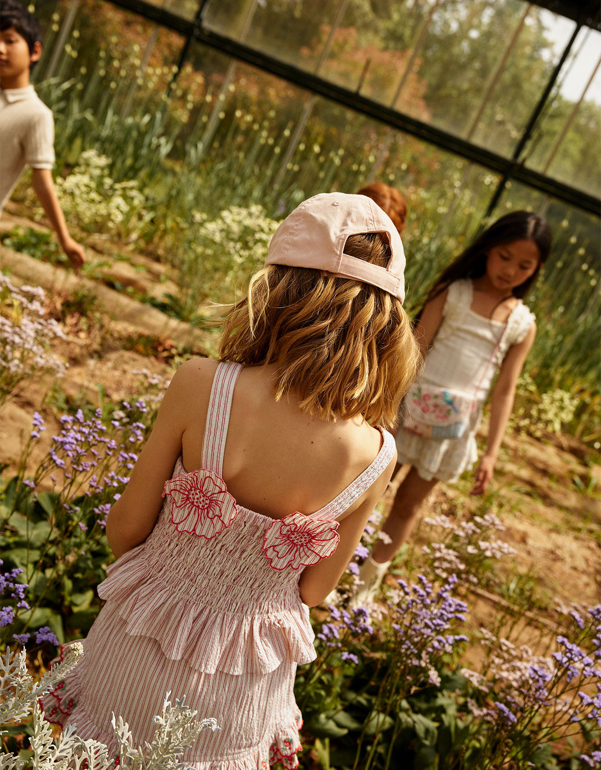 Josephine Striped Peplum Top with Flower Appliqué