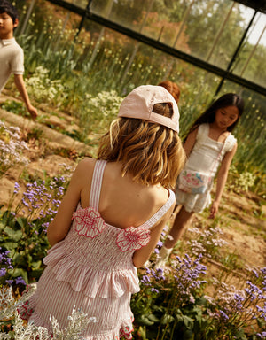 Josephine Striped Peplum Top with Flower Appliqué product photo