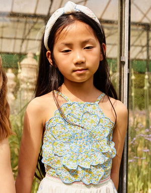 Eloise Halter Top with Large Flower Appliqué & Contrast Stitching product photo