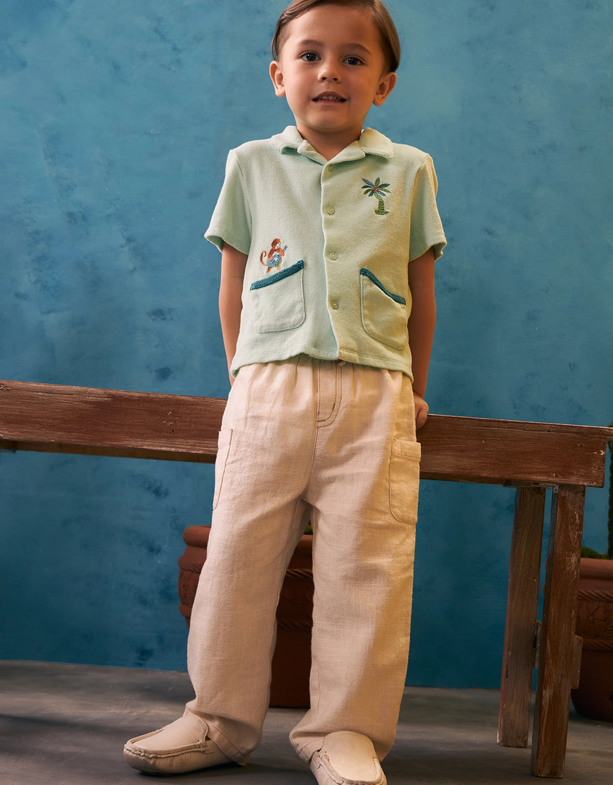 BABY BOYS LINEN PULL-ON DRAWSTRING PANTS