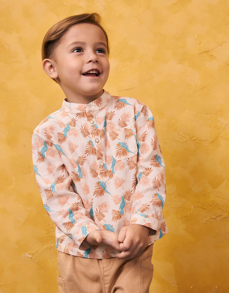 BABY BOYS PARROT PRINT LINEN SHIRT