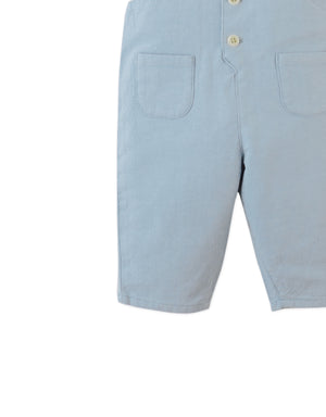 Baby Philip Linen Dungarees with Cotton Tape Straps front view