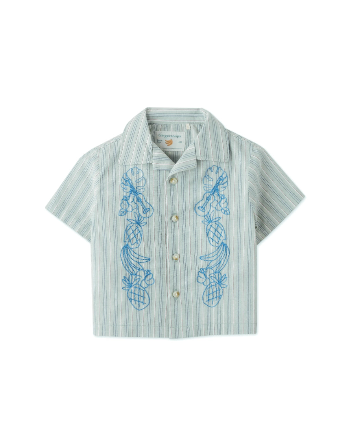 BABY BOYS EMBRO STRIPES LINEN SHIRT