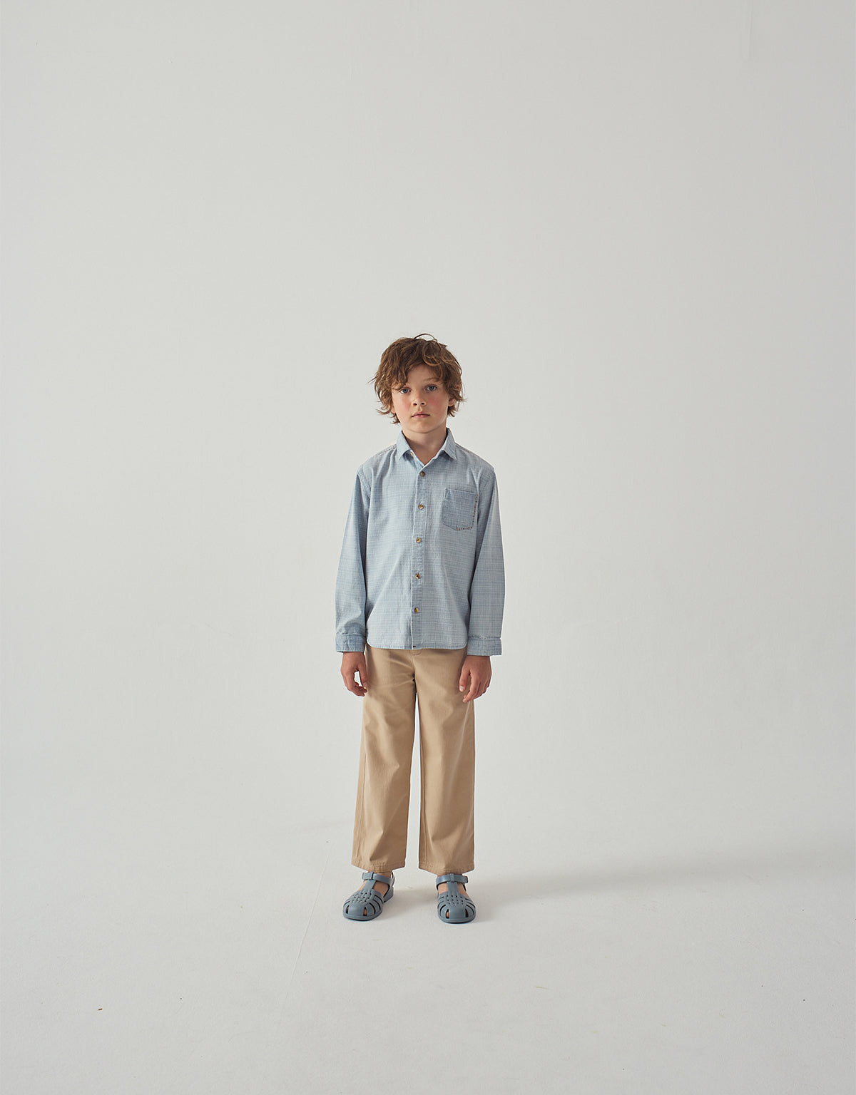 Edward Regular Straight Twill Pants with Striped Canvas Belt