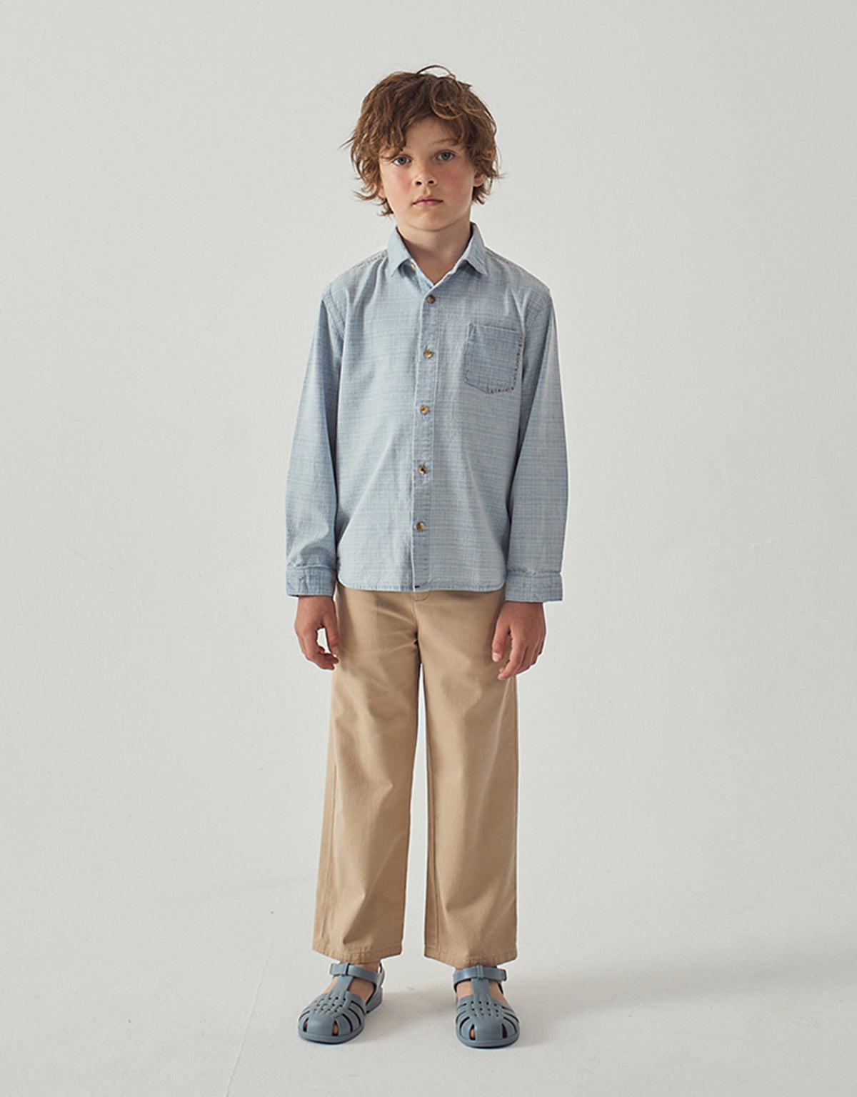 Edward Regular Straight Twill Pants with Striped Canvas Belt front view
