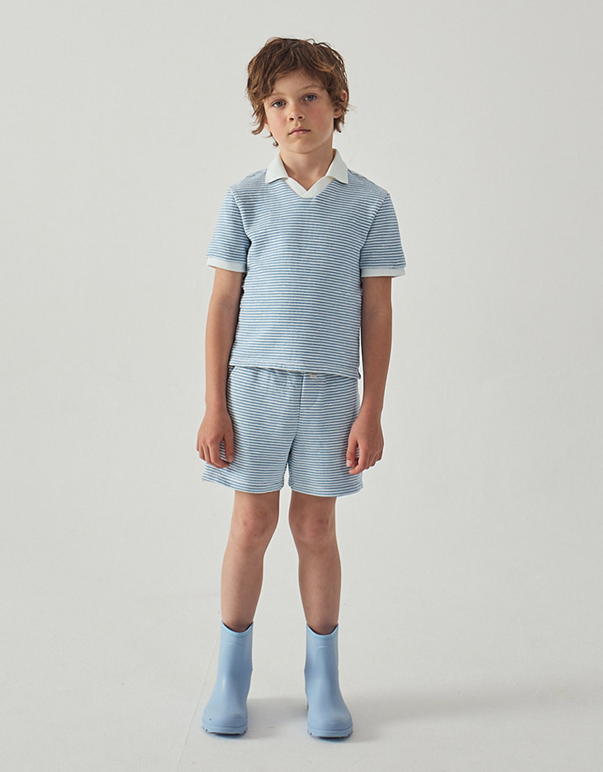 Dreyfus Striped Textured Terry Drawstring Shorts