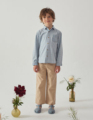 Julius Washed Denim Shirt with Contrast Thread front view