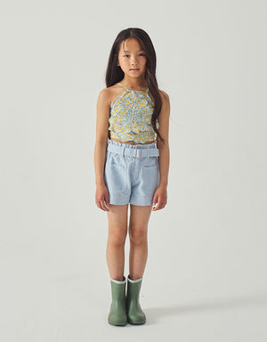 Amara Linen-like Cotton Shorts with Big Pockets & Belt front view