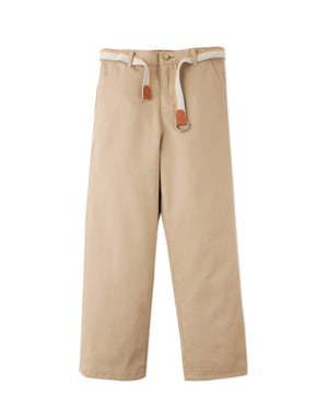 Edward Regular Straight Twill Pants with Striped Canvas Belt product photo