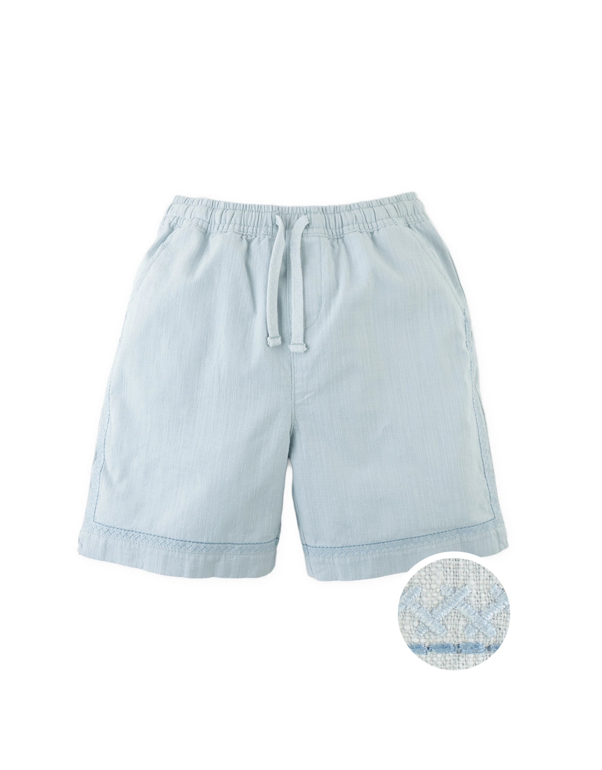 Toshi Linen-Like Cotton Drawstring Shorts with Embroidered Border