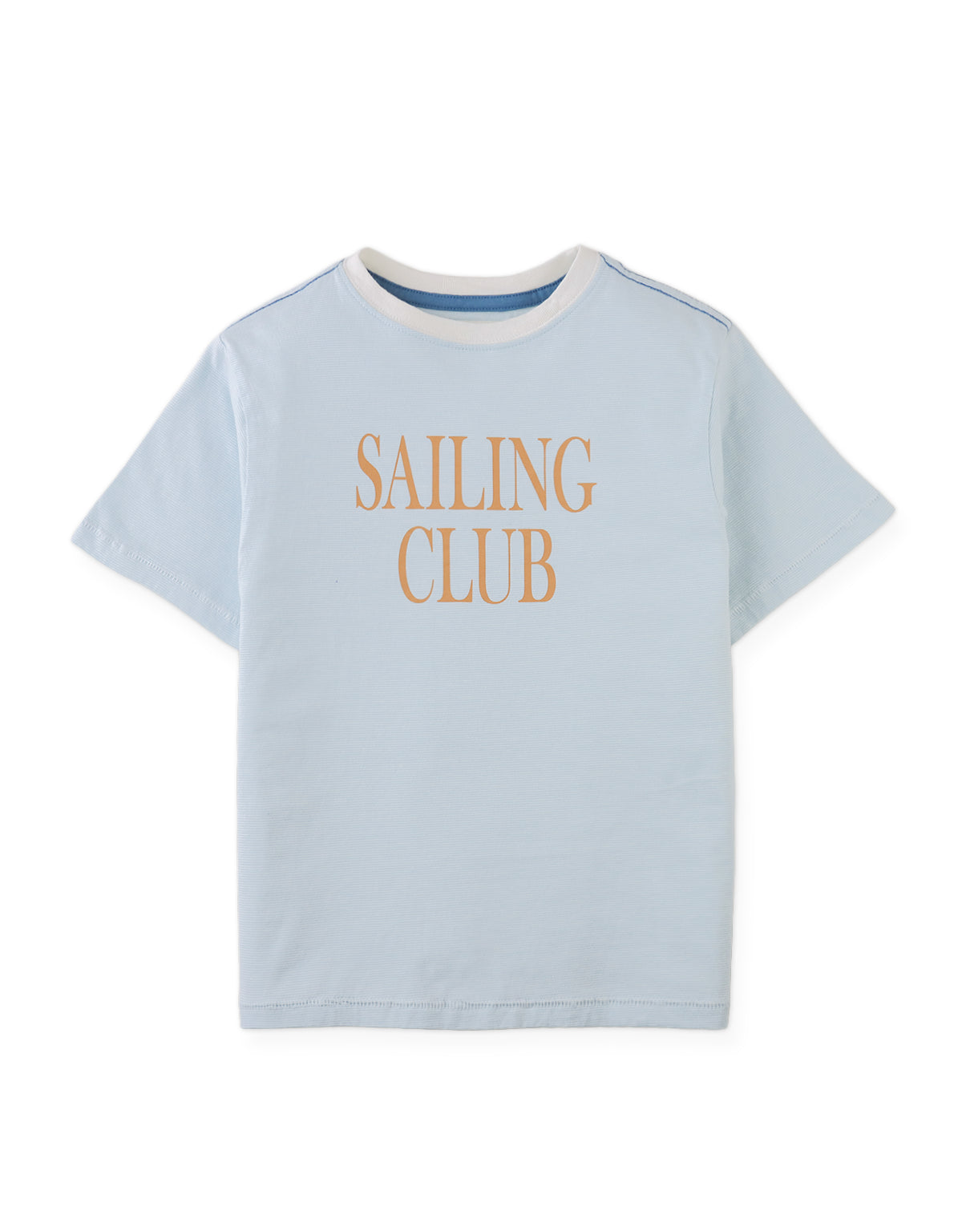 Juan Micro Stripe Tee with "Sailing Club" Print