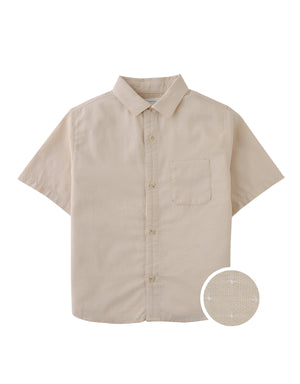 Andrew Cross Dobby Shirt with Bartack Placket Details front view
