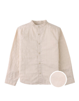 Dot Textured Pattern Extended Collar Band Shirt product photo