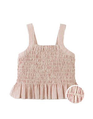 Josephine Striped Peplum Top with Flower Appliqué style detail