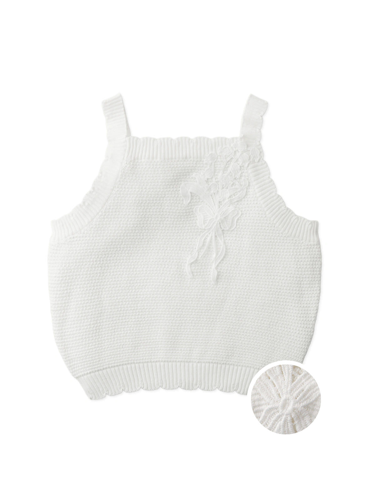 Marielle Crochet-Knit Tank Top with Floral Appliqué