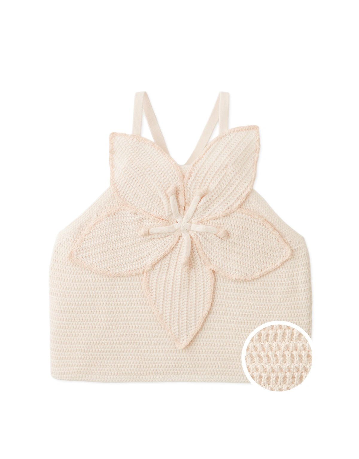 Everly Crochet Halter Top with Floral Appliqué