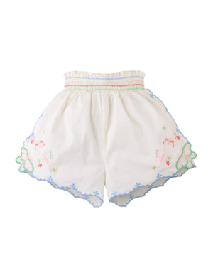Jisoo Shorts with Butterfly Embroidery & Scalloped Edges style detail