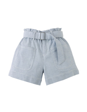 Amara Linen-like Cotton Shorts with Big Pockets, & Belt front view