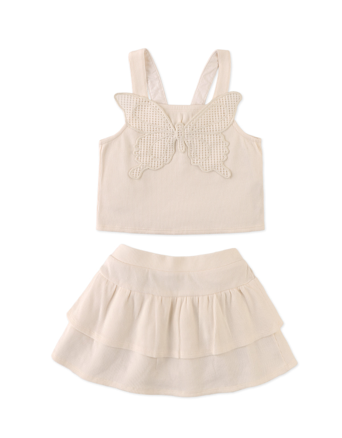 Adele Skorts Set with Lace Butterfly Appliqué