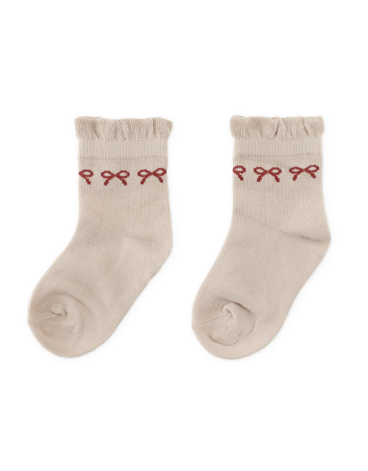 Frilly Crew Socks with Bow Intarsia Design product photo