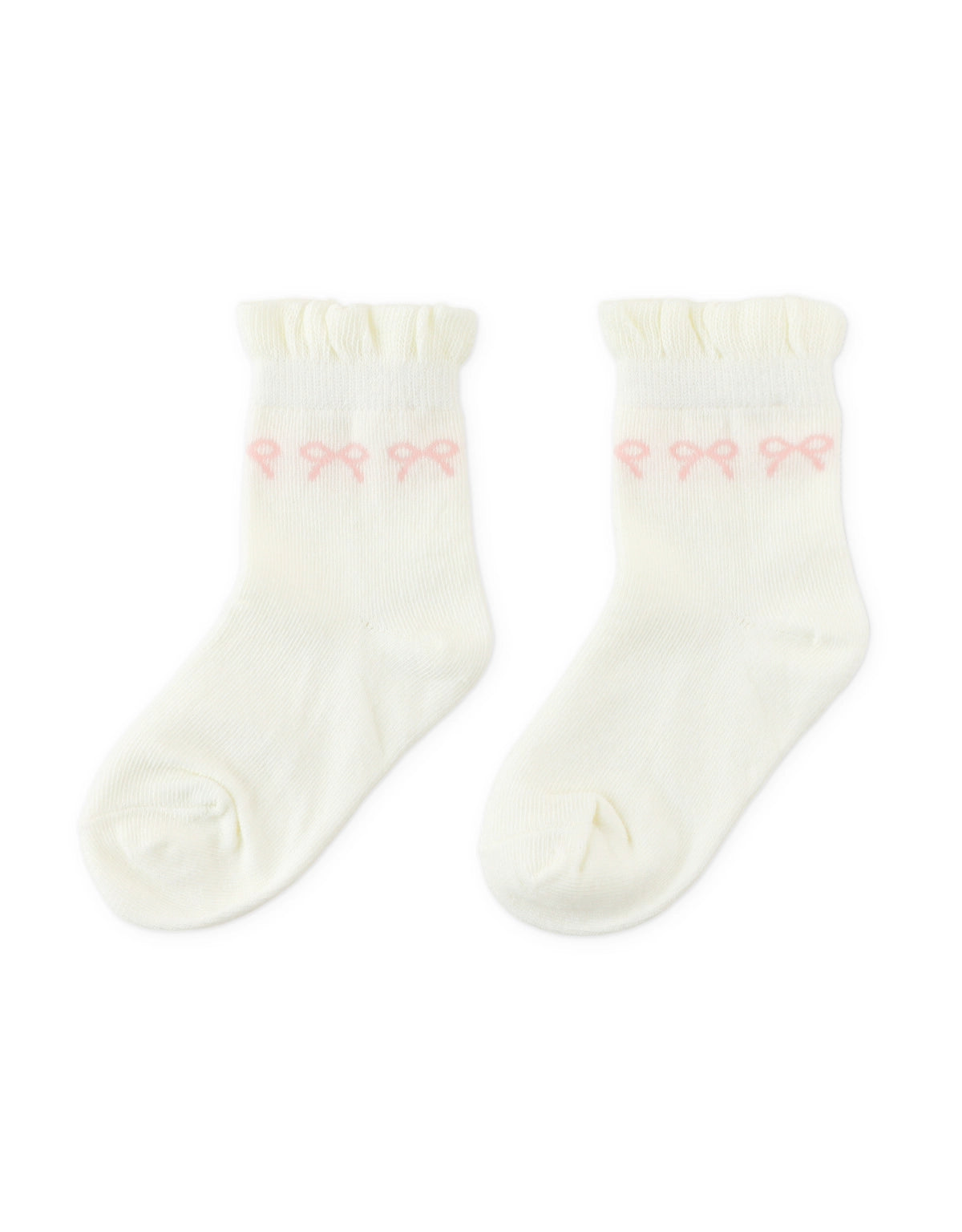 Frilly Crew Socks with Bow Intarsia Design style detail