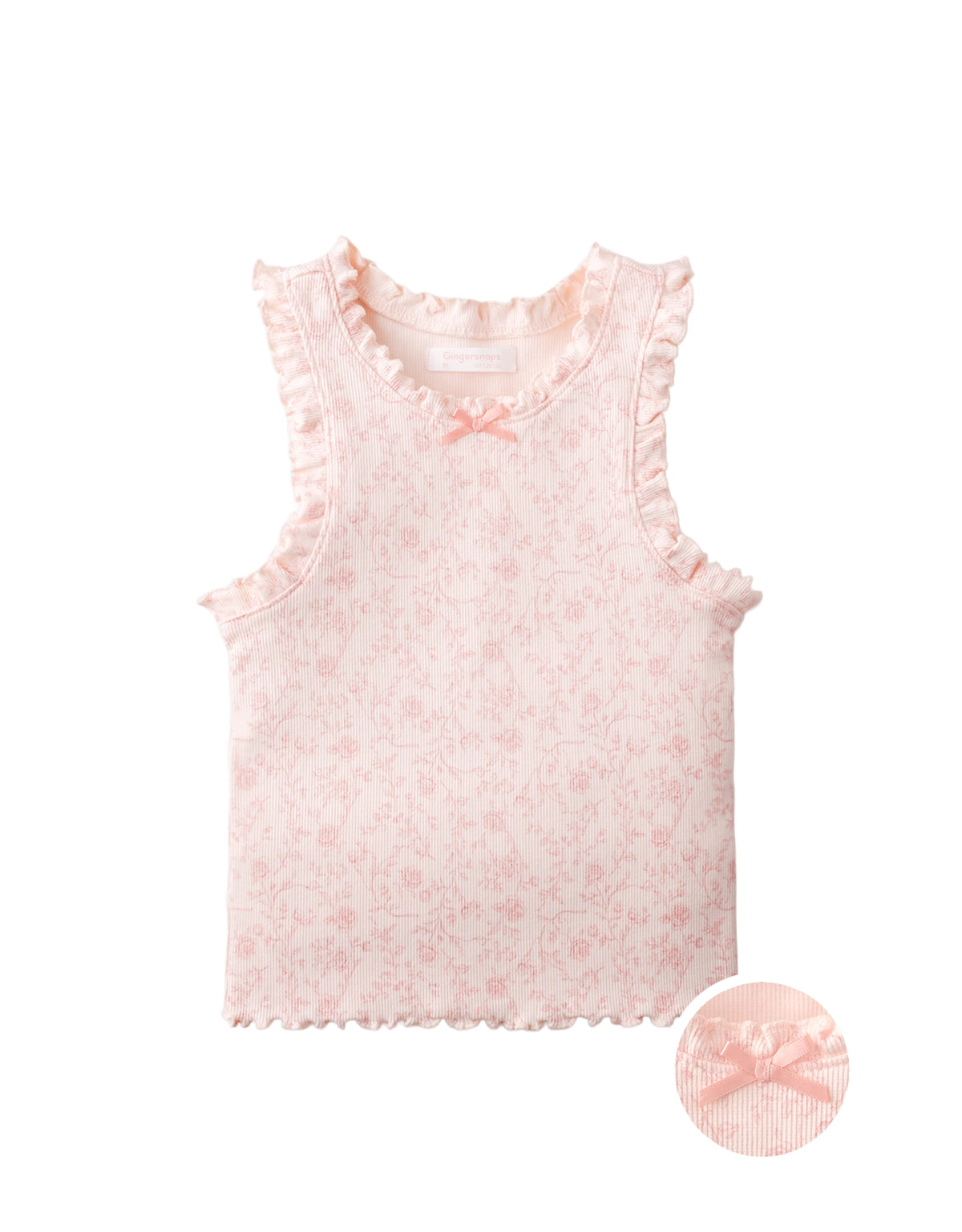 Casey Ruffle Tank Top in Floral Toile