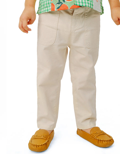 BABY BOYS PATCH POCKET TWILL PULL-UP PANTS