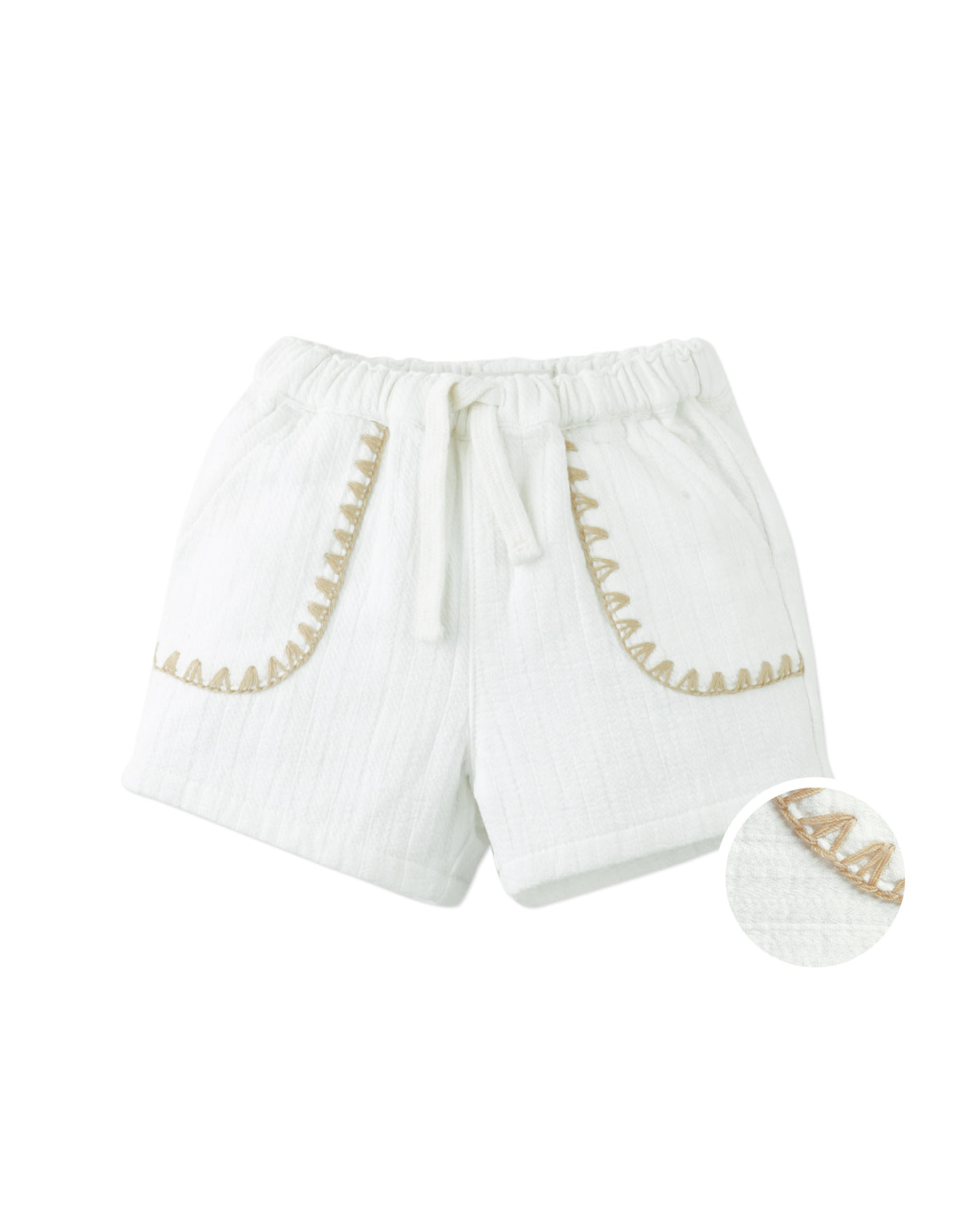 Baby Marlow Drawstring Shorts with Contrast Stitching front view