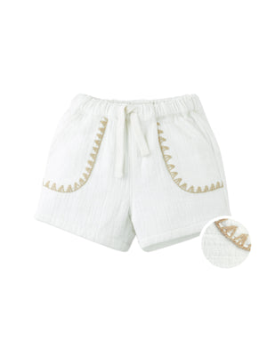 Baby Marlow Drawstring Shorts with Contrast Stitching front view