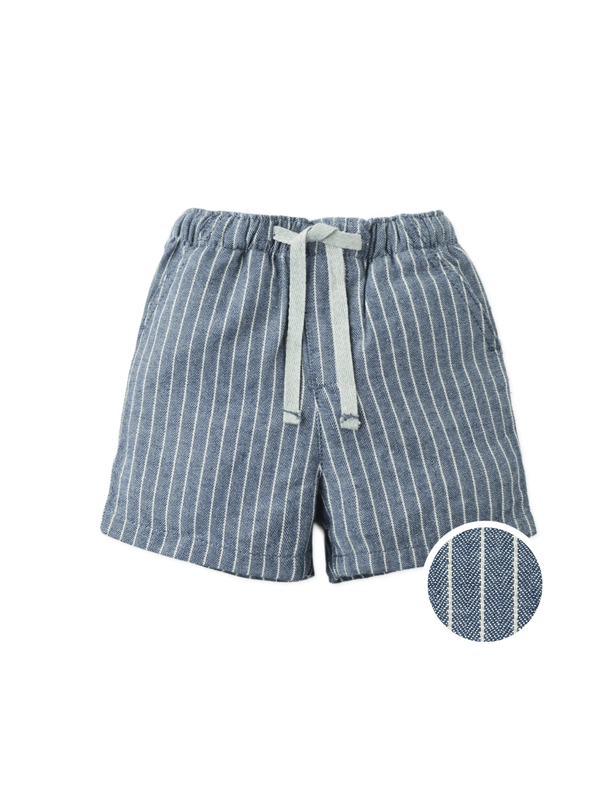 Baby Ronan Striped Herringbone Drawstring Shorts
