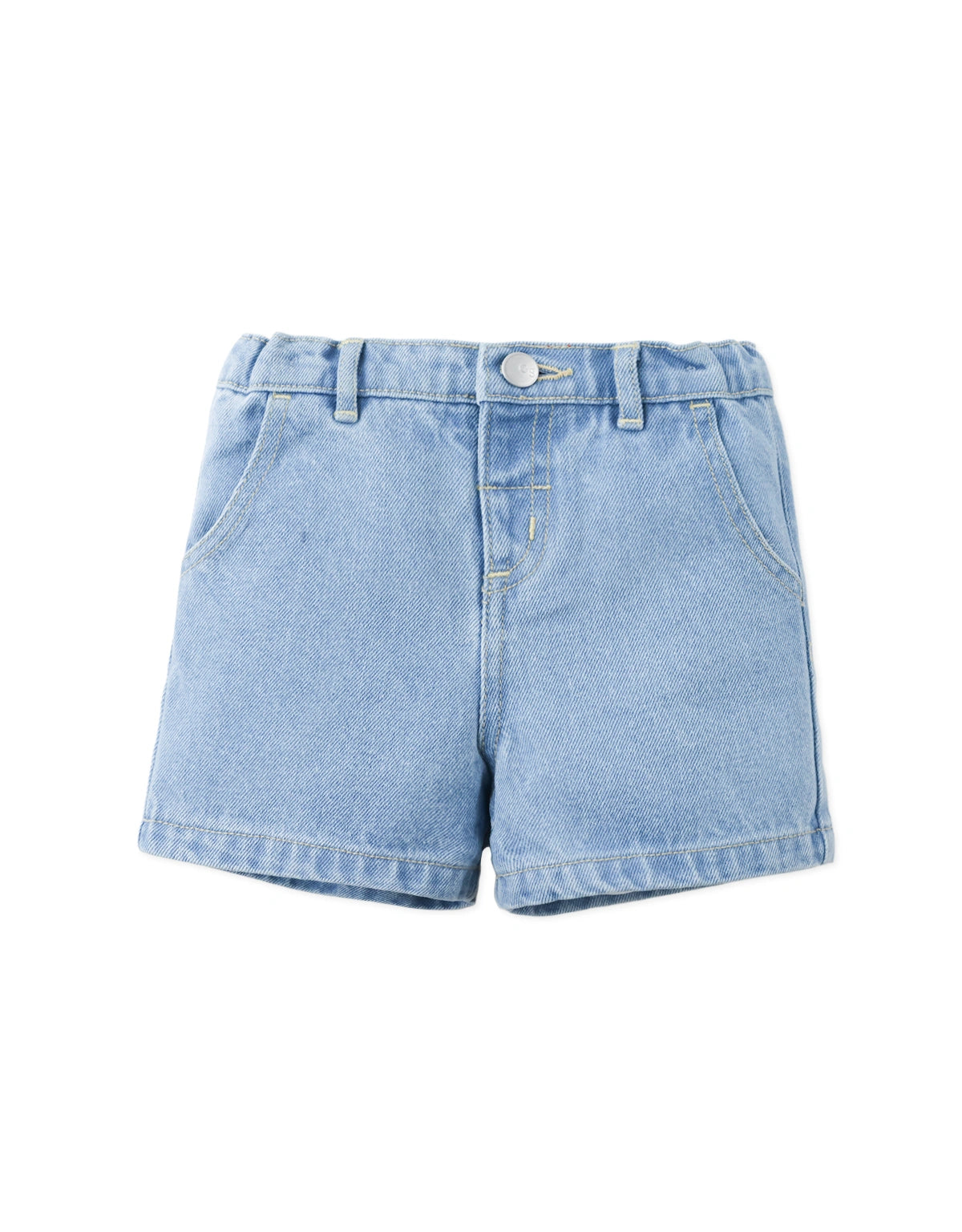 Baby Roger Mid-Wash Denim Shorts with Logo Patch