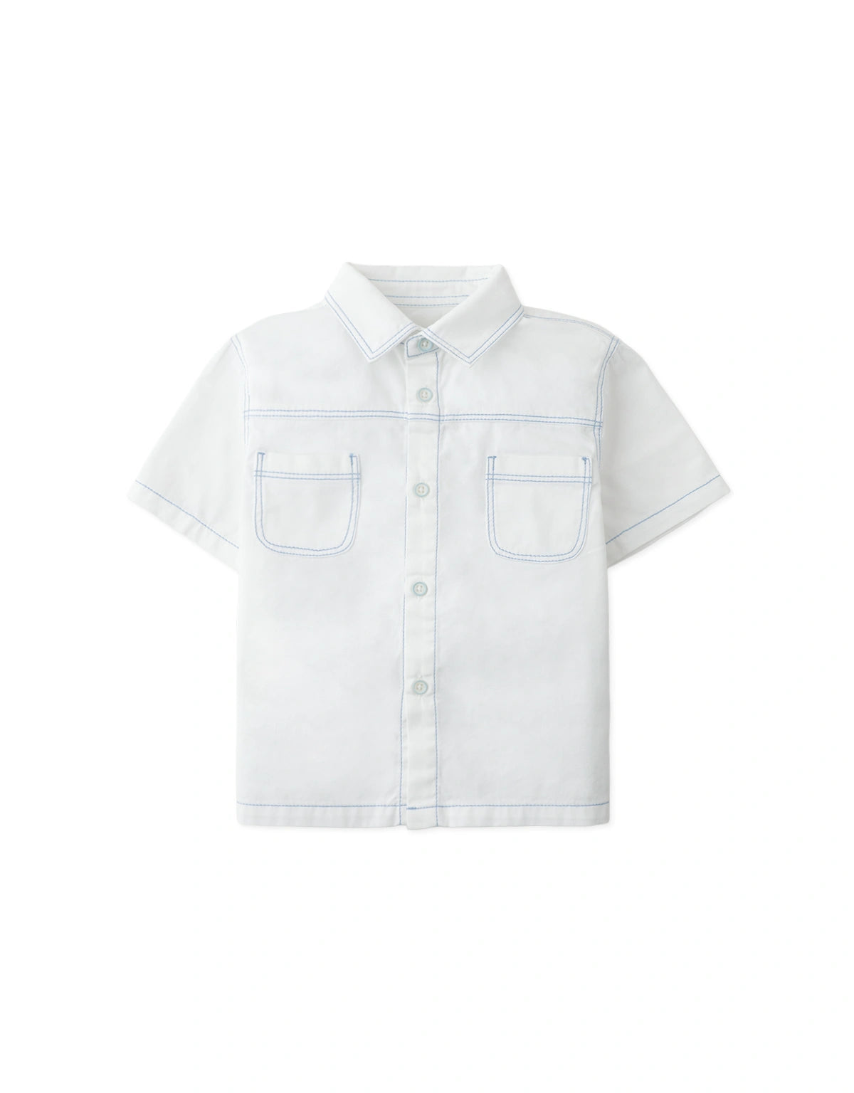 Baby Arvin Patch Pocket Button-Up Shirt with Contrast Stitching