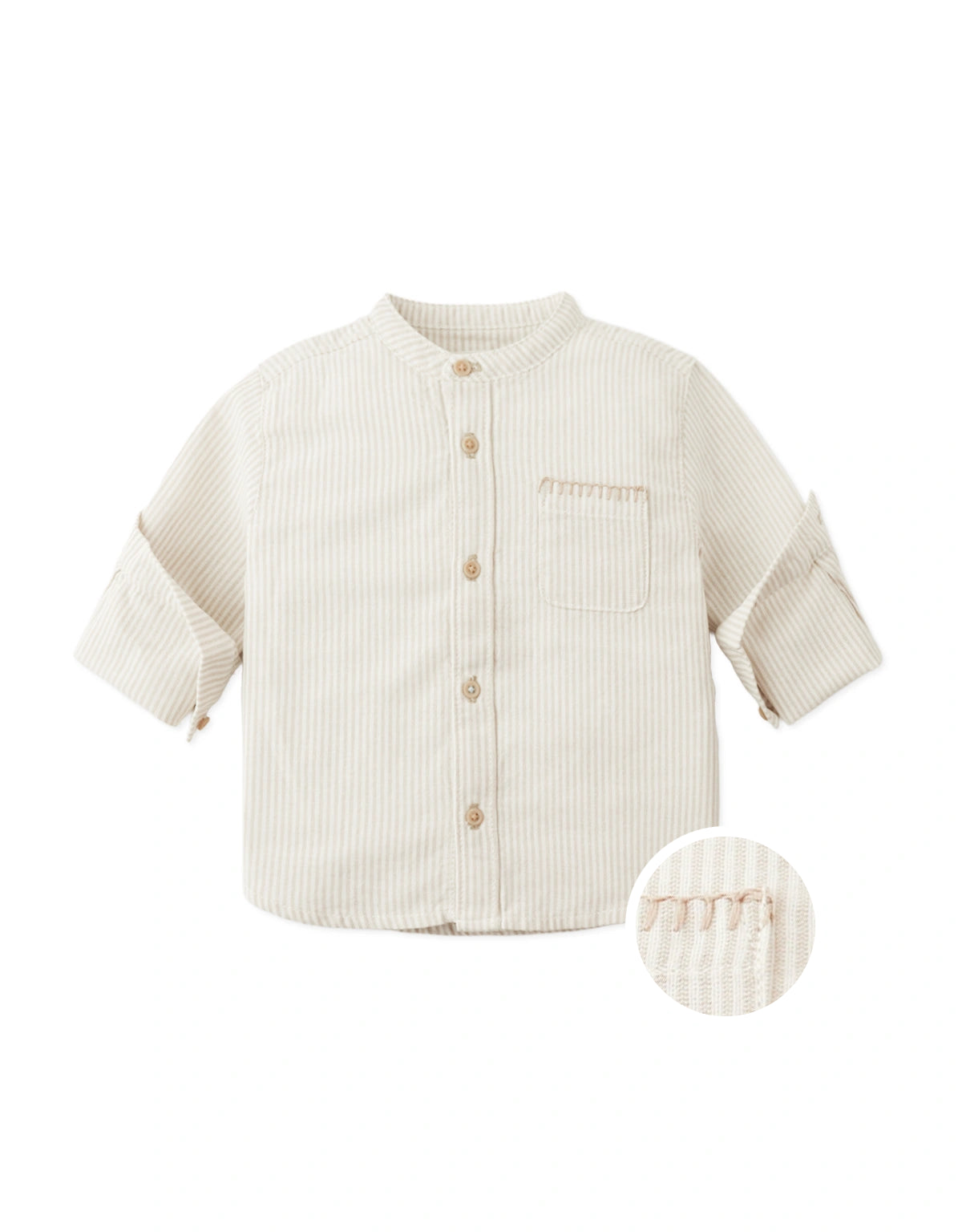 Baby Joel Striped Woven Mandarin-Collar Shirt