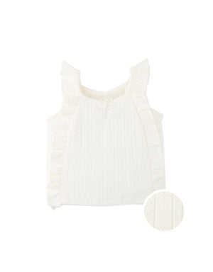 Baby Freyja Diamond Row Pointelle Jersey Knit with Ruffles & Rosette Details product photo