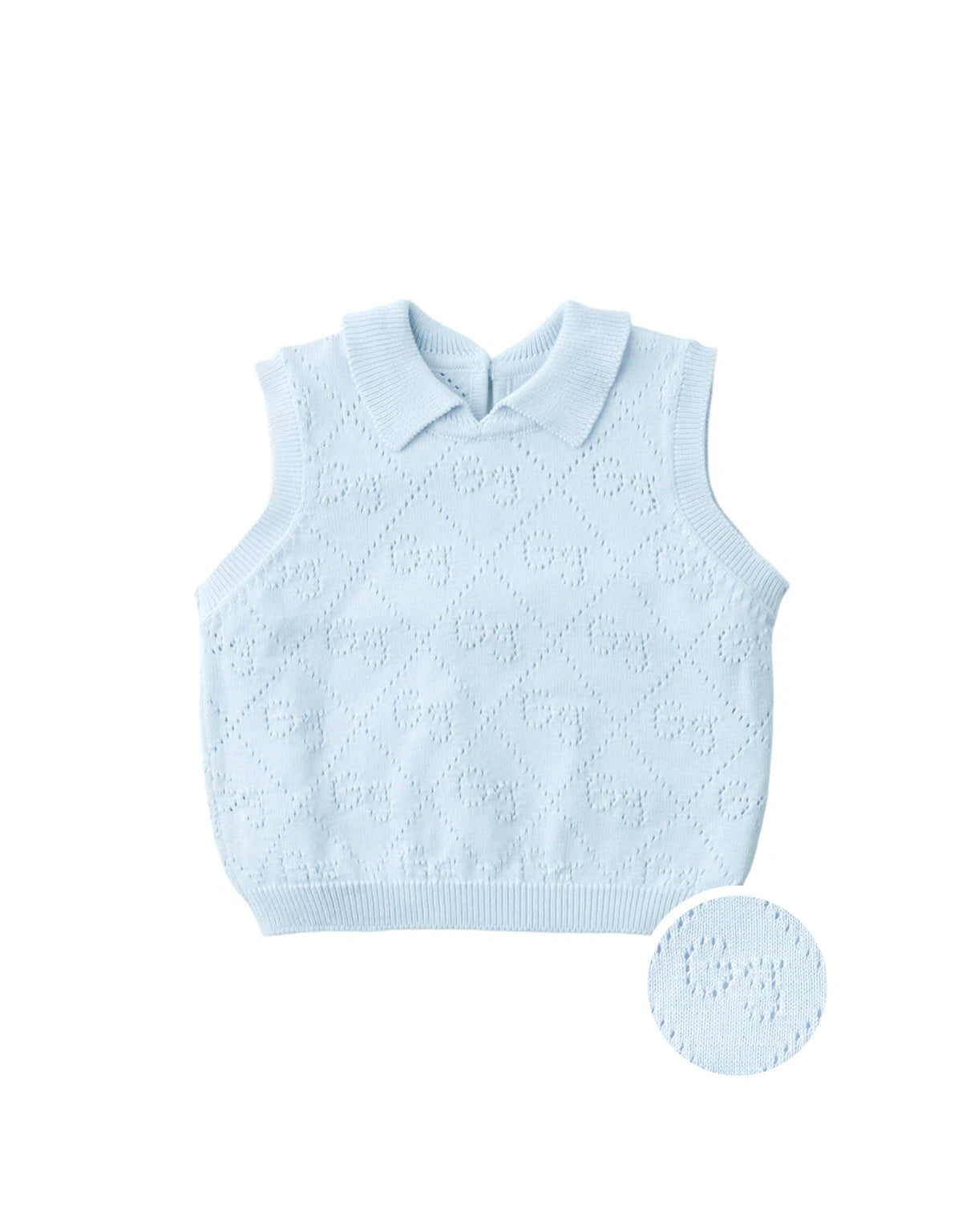 Baby Gianna Monogram Pointelle Knit Sleeveless Top