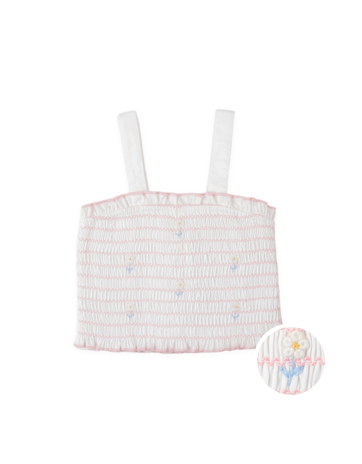 Baby Renée Smocked Tank Top with Daisy Embroidery