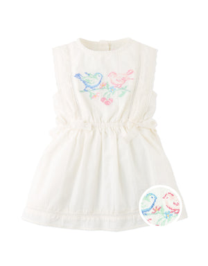 Baby Charlee Cross-Stitch Embroidered Dress with Waist Bows product photo